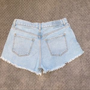 Revice light wash jean shorts with American flag detail